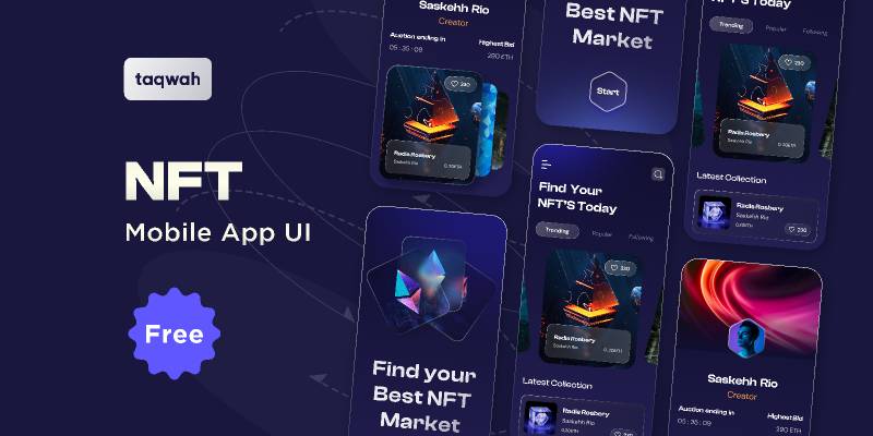 Best Trending NFT Marketplace Figma Mobile App UI Kit
