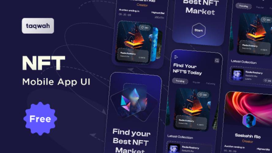 Best Trending NFT Marketplace Figma Mobile App UI Kit