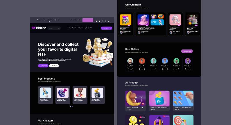 BIDZEN NFT Figma Landing Page Template