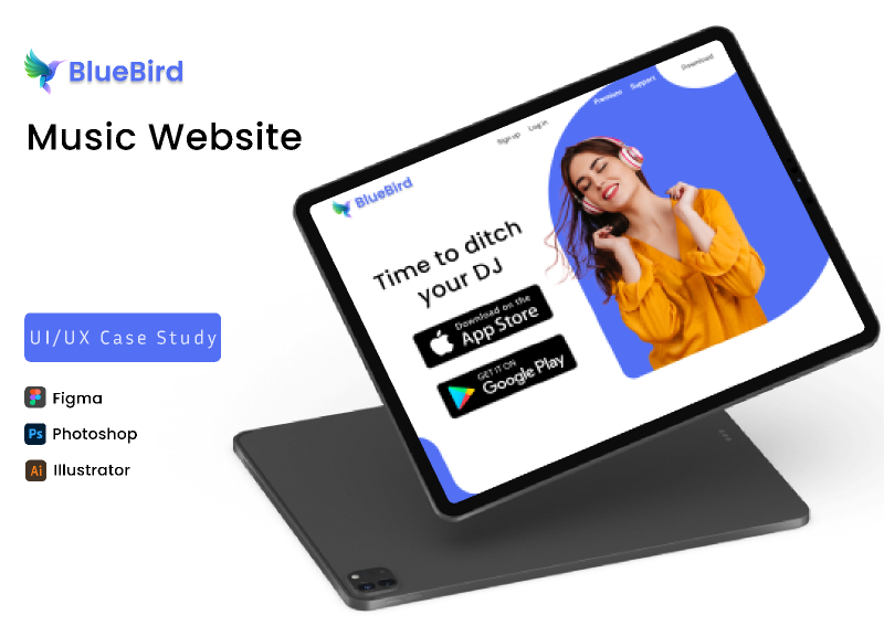 BlueBird Music Website Figma Free Download