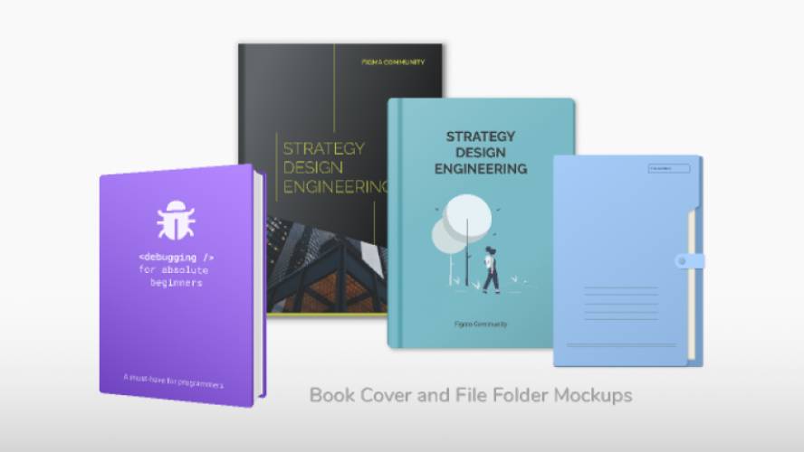 Book cover + File folder Mockups Figma Free Template