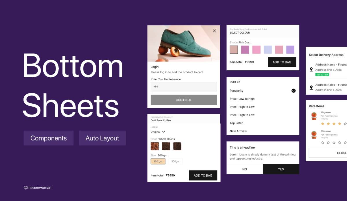 Bottom Sheets App Figma Ui Kit