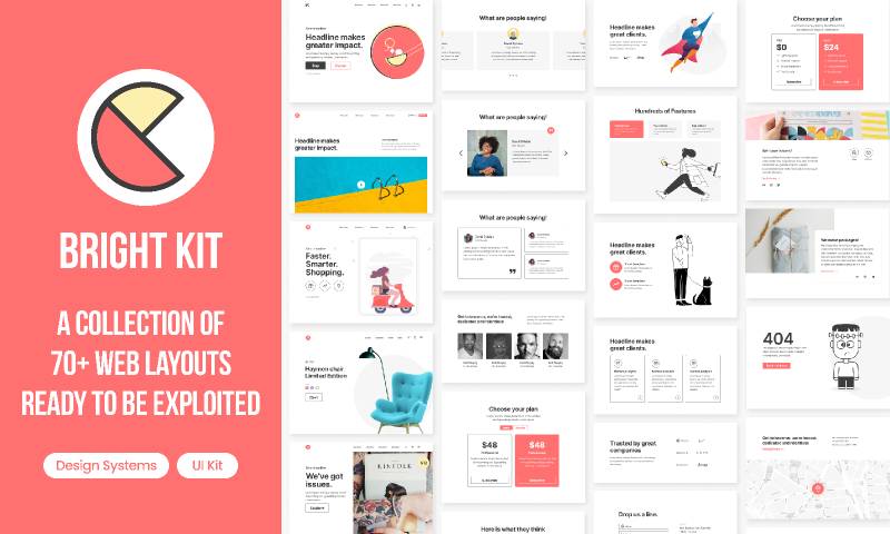Bright UI Kit (Design Systems with Bootstrap Grid) Figma Template