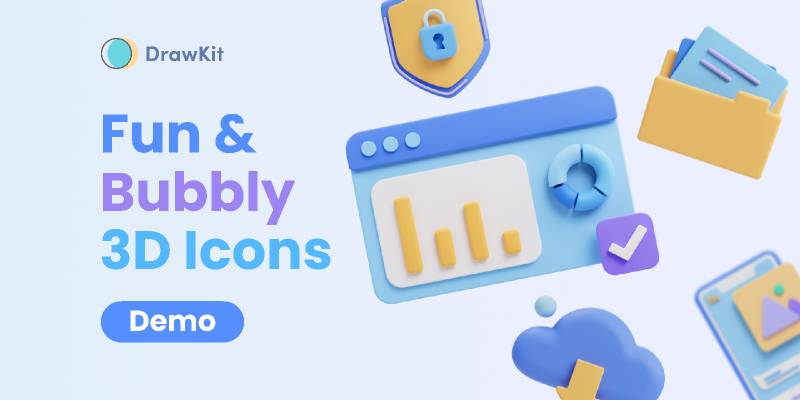 Bubbly Tech & UI 3D Icons & Illustrations Figma Template