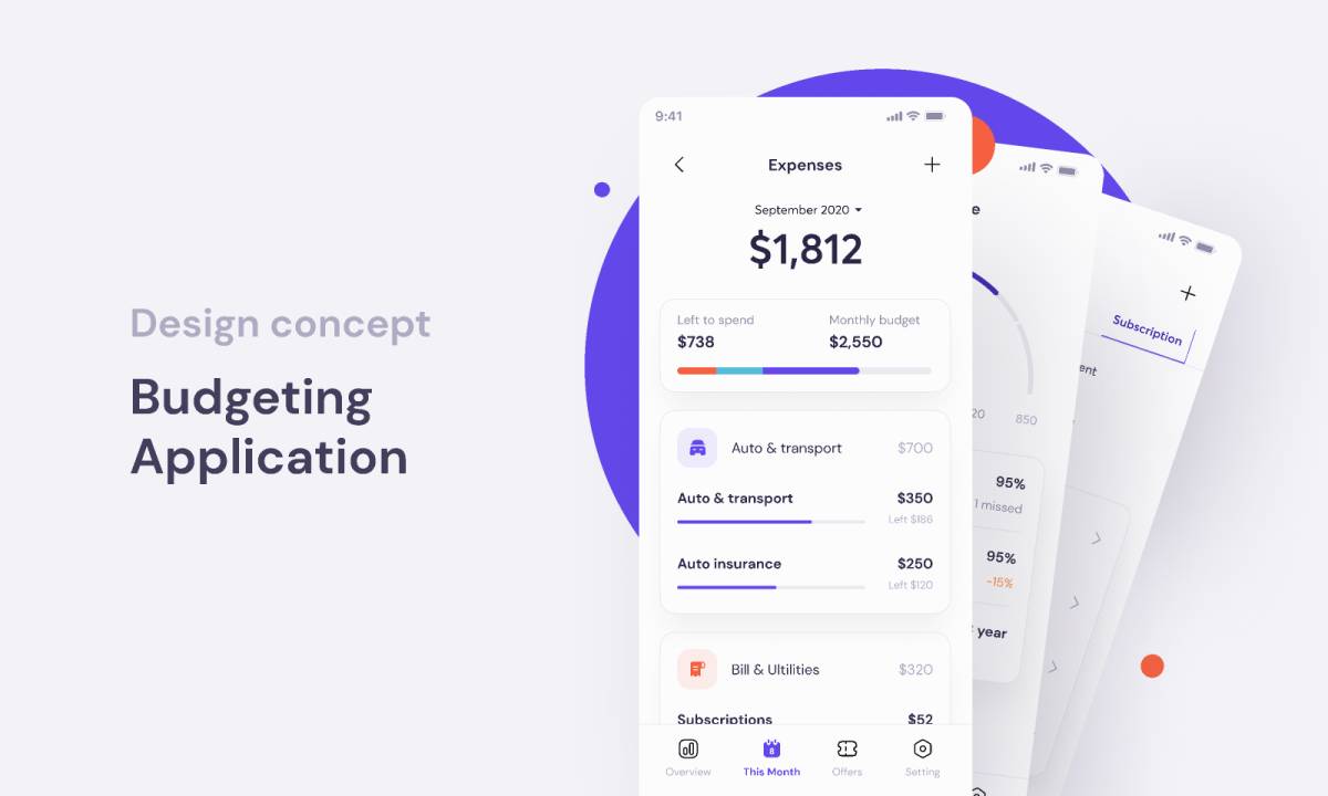 Budgeting mobile app design