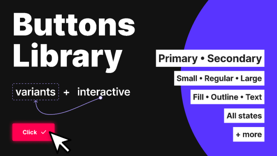 Buttons Library - interactive with variants Figma Free Ui Kit