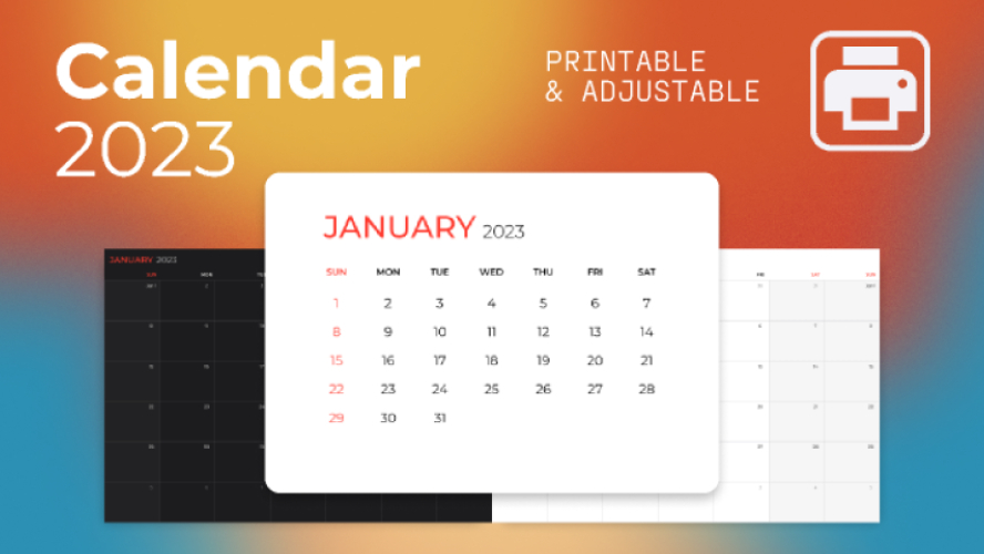 Calendar 2023 (A4/A3) Printable.