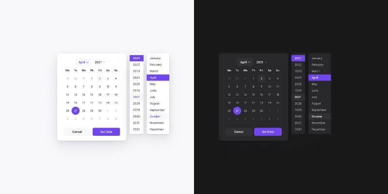 Calendar Component figma