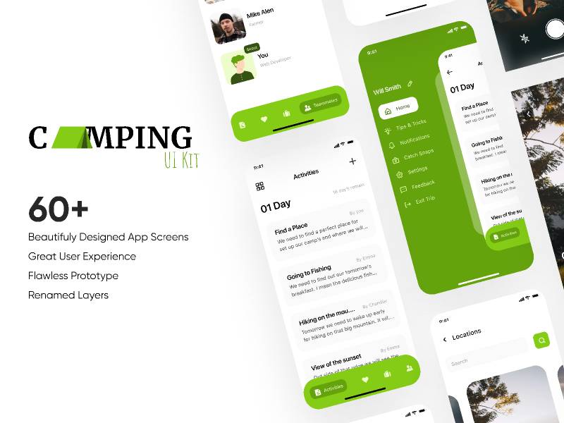 Camping Mobile App UI Kit Figma Resource