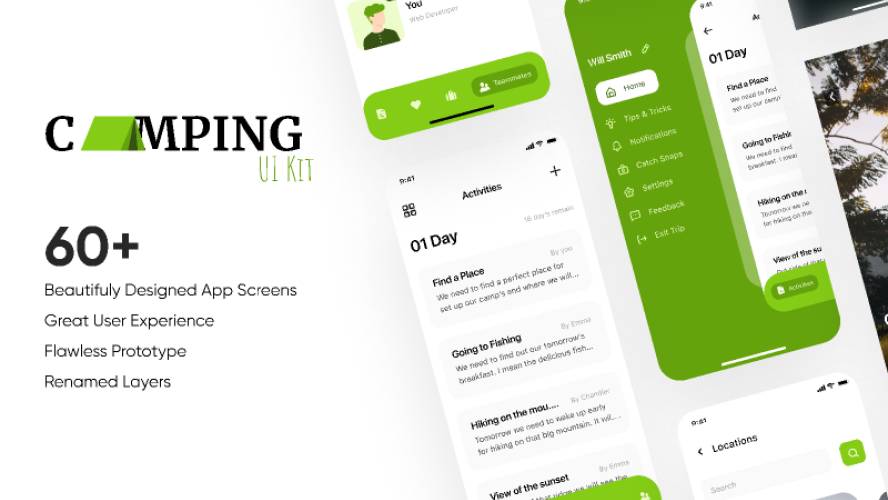 Camping Mobile App UI Kit Figma Resource