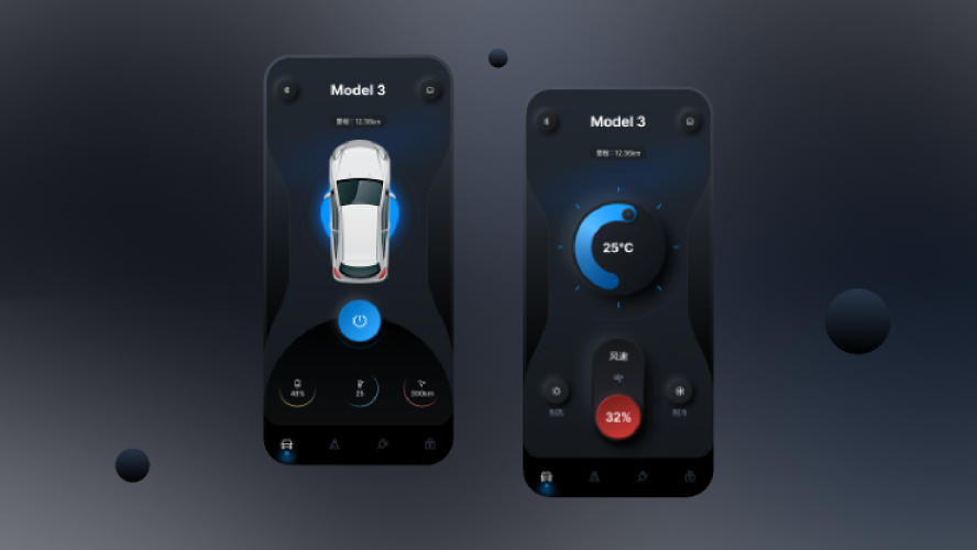 Car App dark mode UI Kit