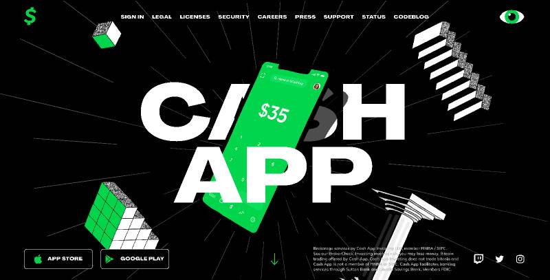 Cash App Landing Page Website Clone Figma Template