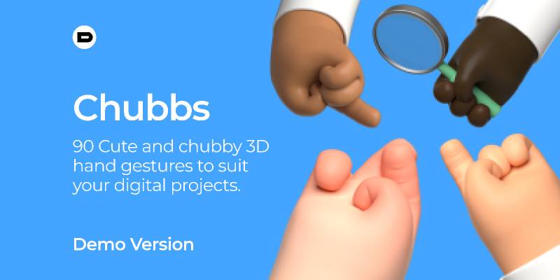 Chubbs 3D hands Figma Illustration