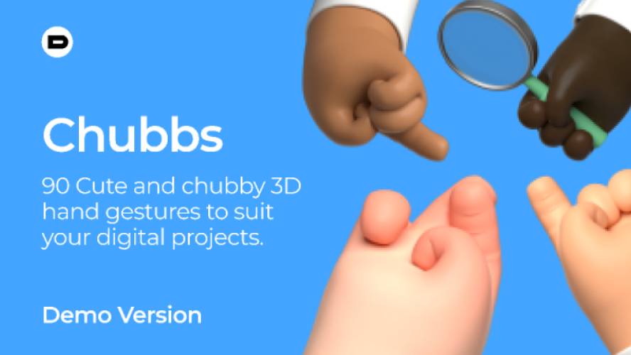 Chubbs 3D hands Figma Illustration