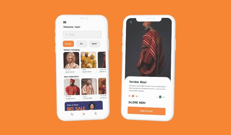 Cloth shopping mobile application figma template