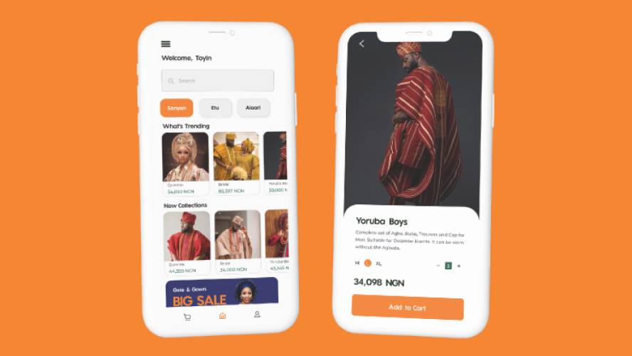 Cloth shopping mobile application figma template