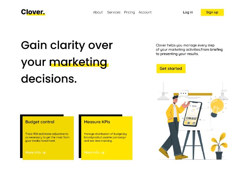 Clover landing page figma template