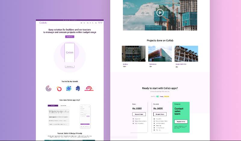 Collab landing page design figma template
