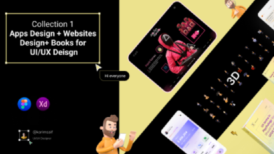 Collection Apps And Websites & 3D packages & Free Books Figma Template