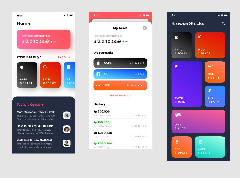 Colorful Stock App - iOS UI Kit figma template