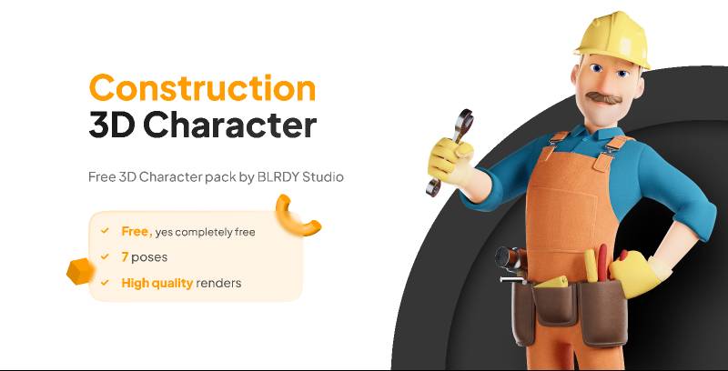 Construction 3D Character Figma Template