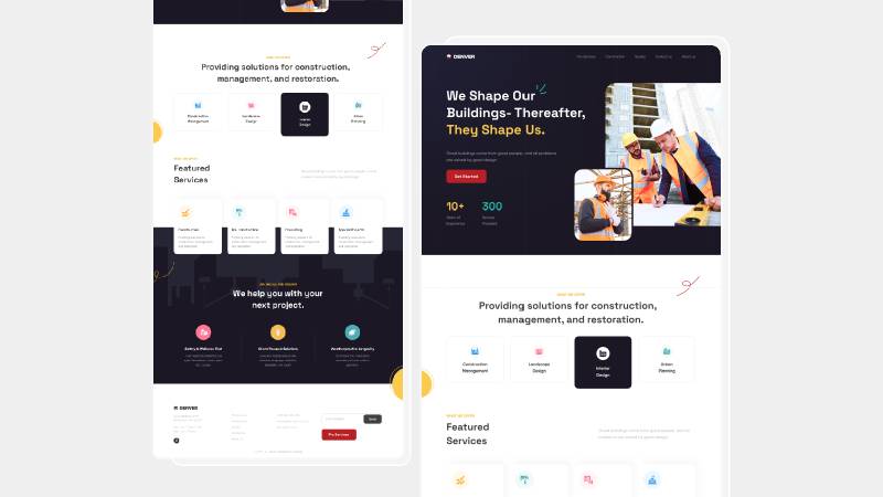 Construction Landing Page Figma Website Template