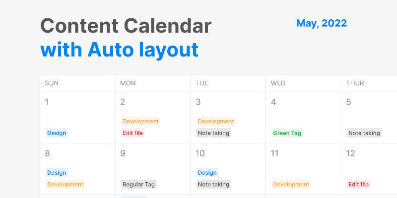 Content Calendar with Auto Layout figma template