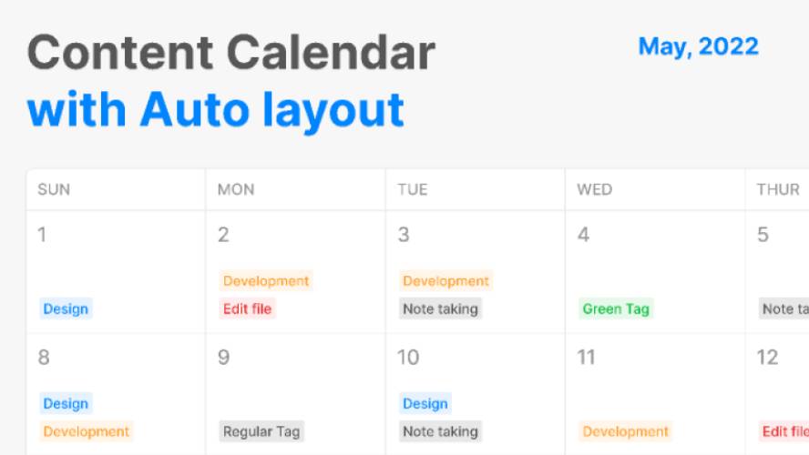 Content Calendar with Auto Layout figma template