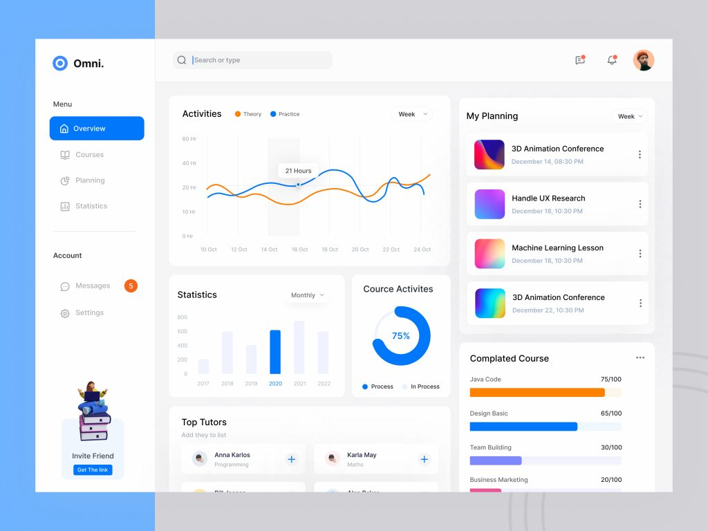 Course Dashboard UI Design