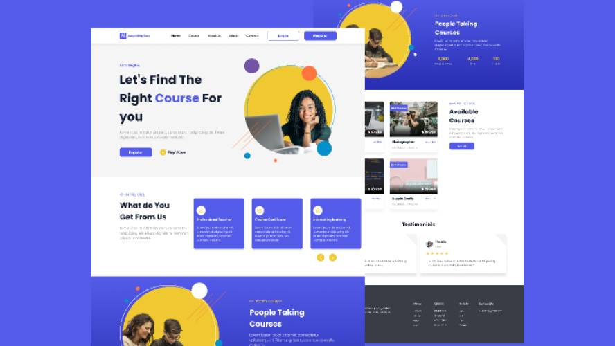 Course Simple landing page figma template