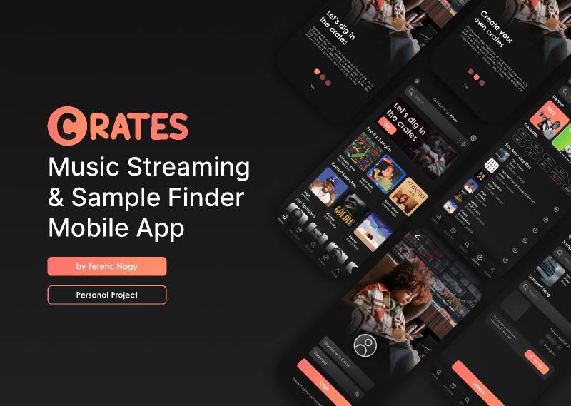 Crates - Music Streaming & Sample Finder App Figma Template