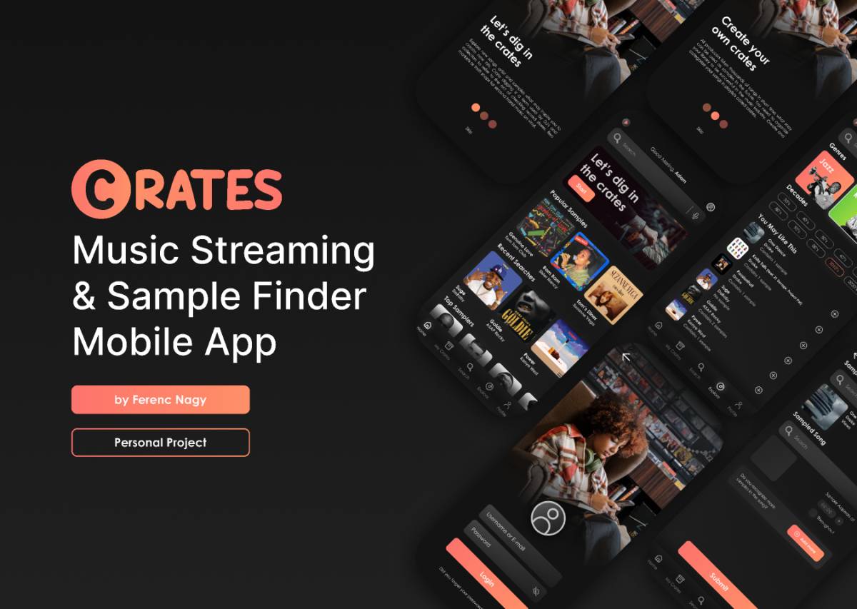 Crates - Music Streaming & Sample Finder App Figma Template