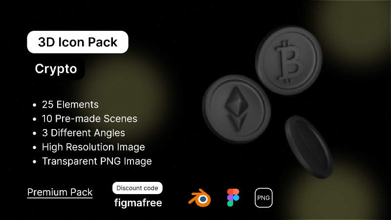 Crypto 3D Icon Pack Figma Free Template