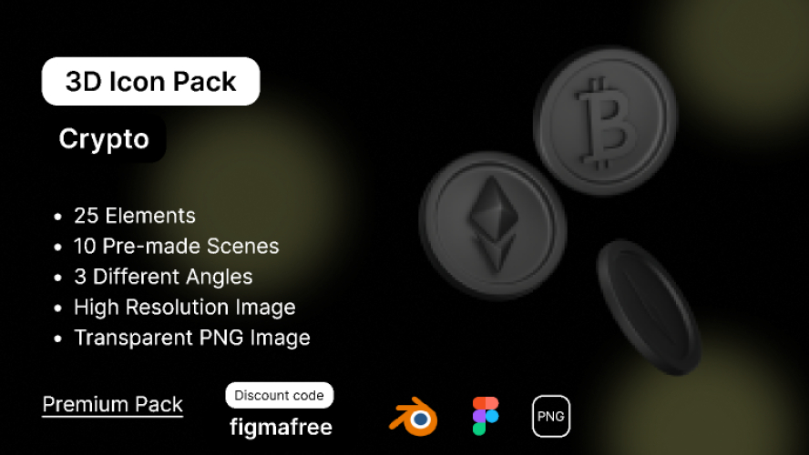 Crypto 3D Icon Pack Figma Free Template