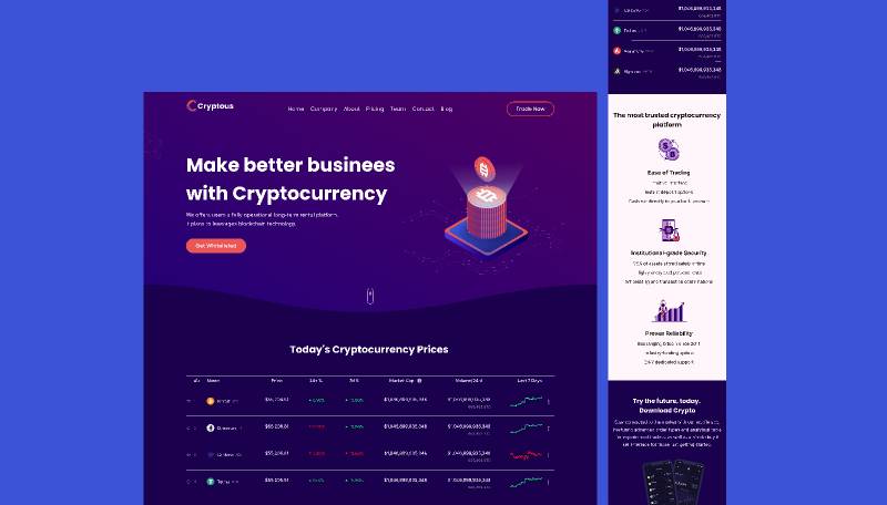 Crypto Landing Page Design Responsive Figma Template