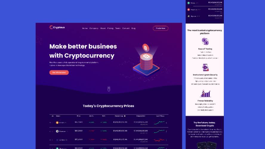 Crypto Landing Page Design Responsive Figma Template