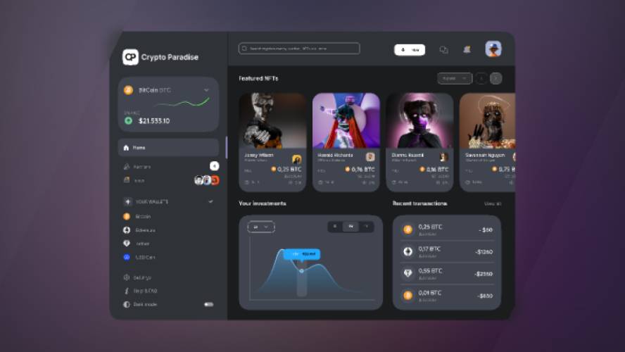 Crypto NFT Dashboard ( Dark Mode )