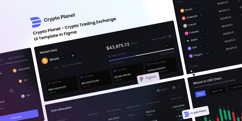 Crypto Planet - Crypto Trading Exchange UI Figma Template