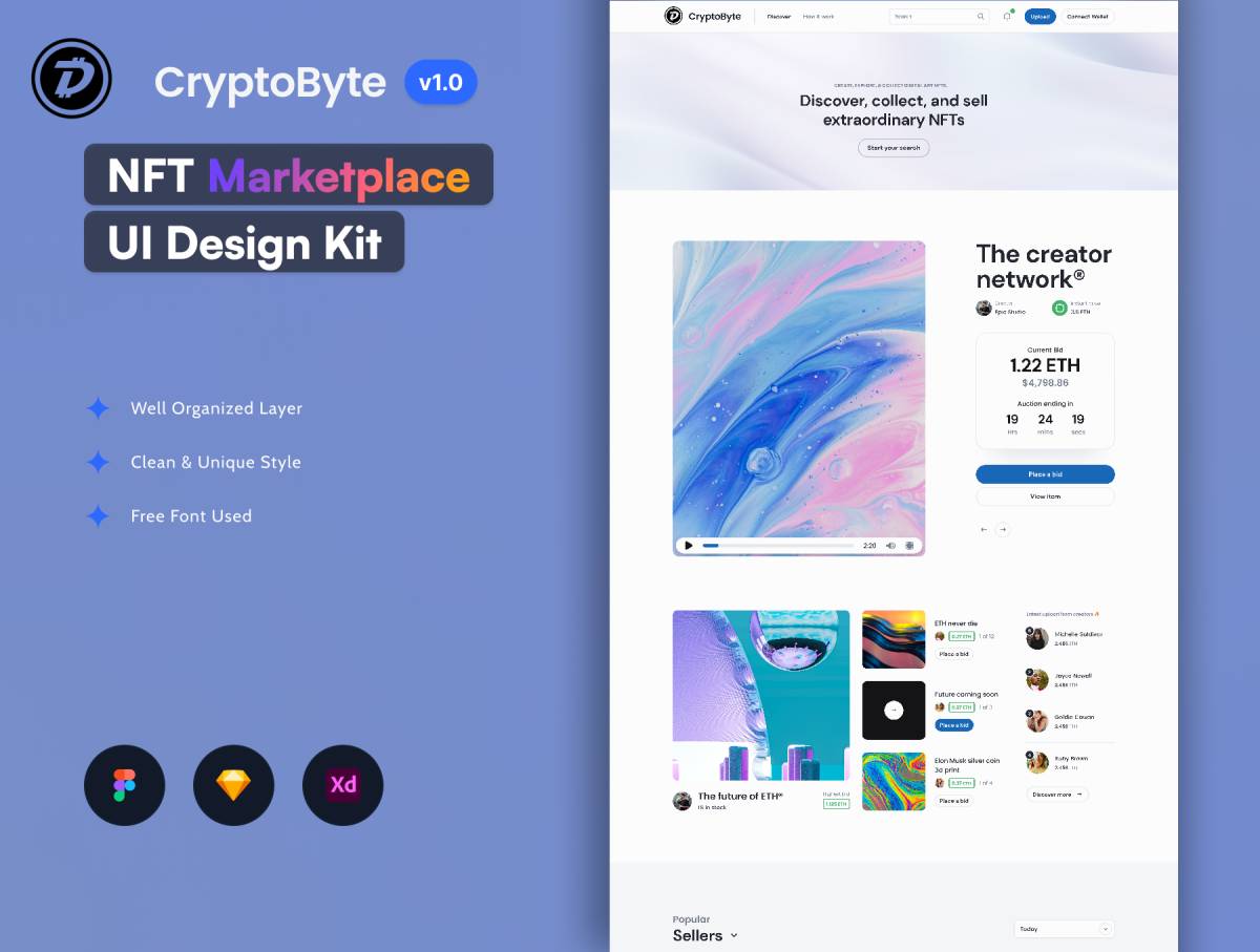 CryptoByte – NFT MarketPlace UI Design Kit