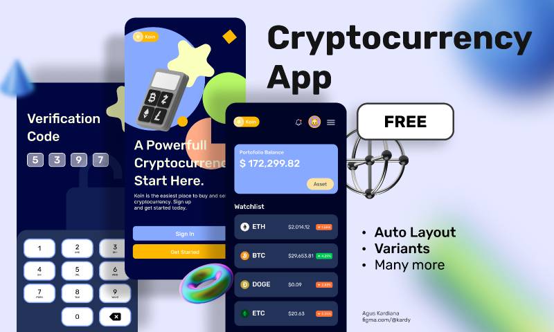 Cryptocurrency App Figma Mobile Template