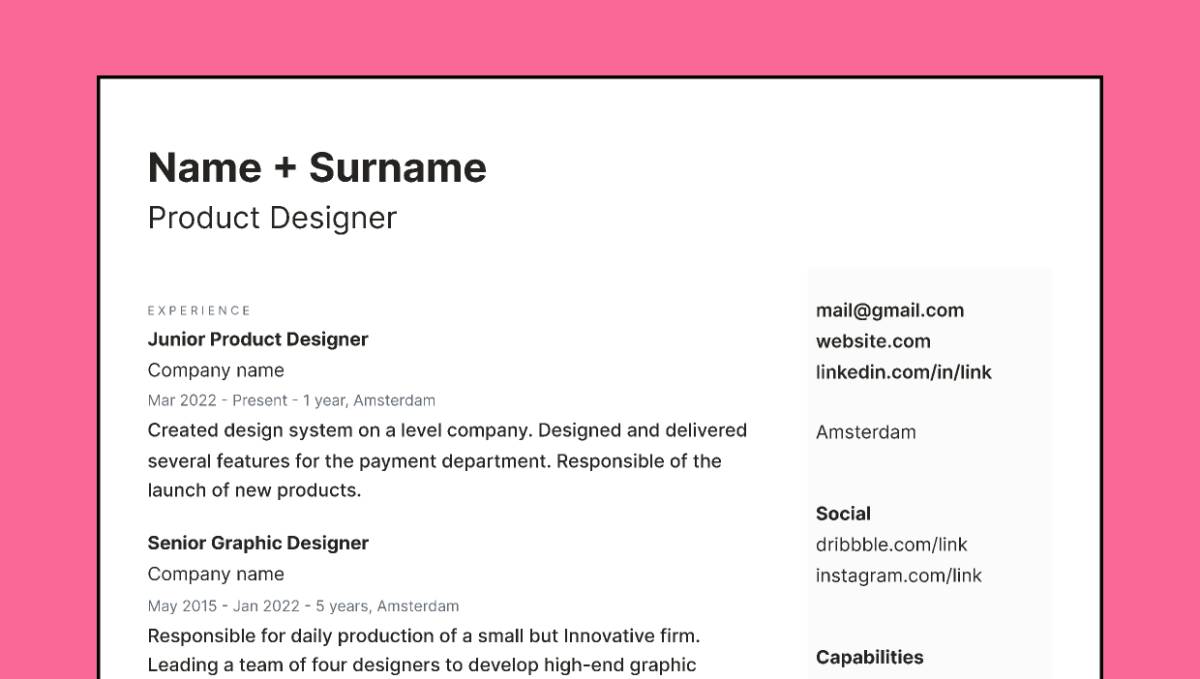 CV Generic Figma Template