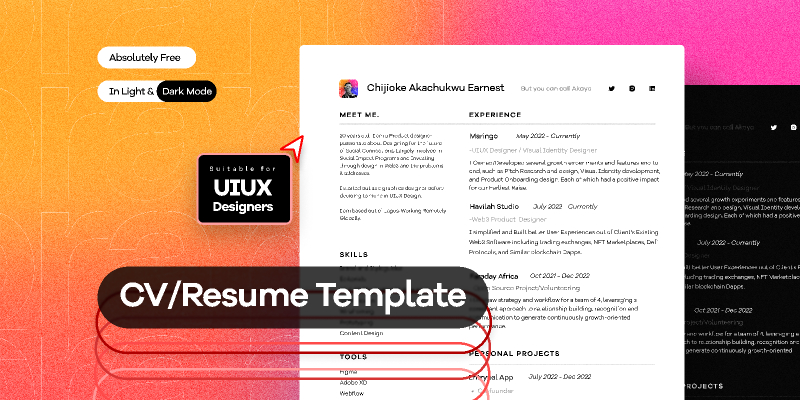 CV Template for UXUI Designers Figma Template