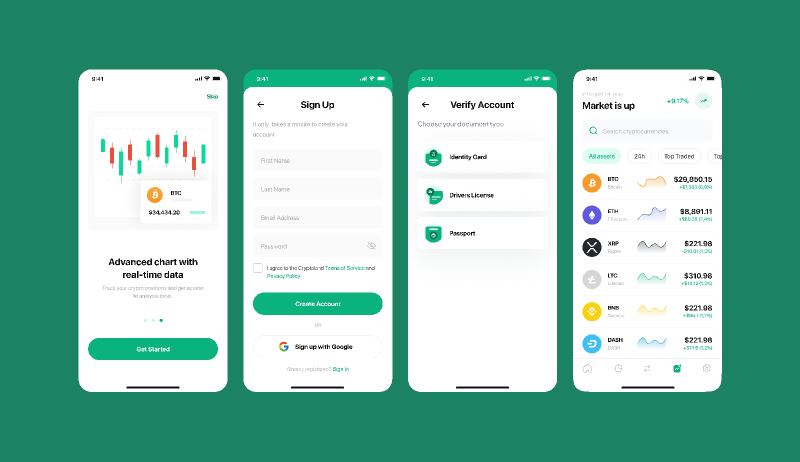 CYG - Crypto Exchange Dashboard UI Kit Figma Mobile Template