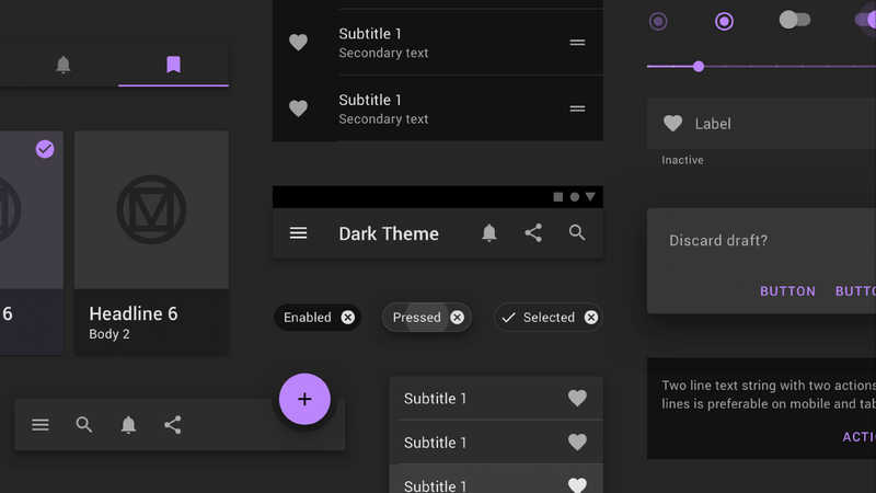 Dark Theme Design Kit Figma Templates