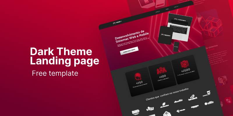 Dark theme landing page template figma free download