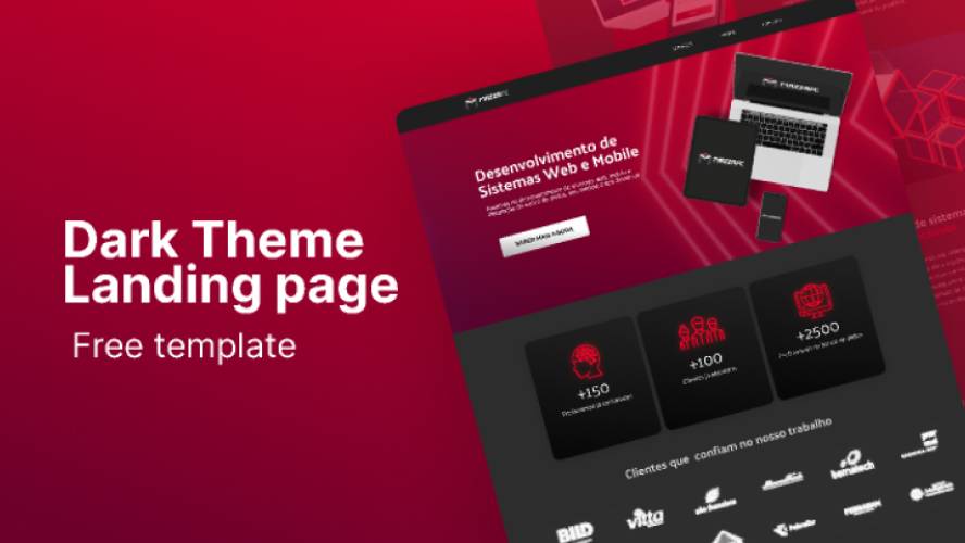 Dark theme landing page template figma free download