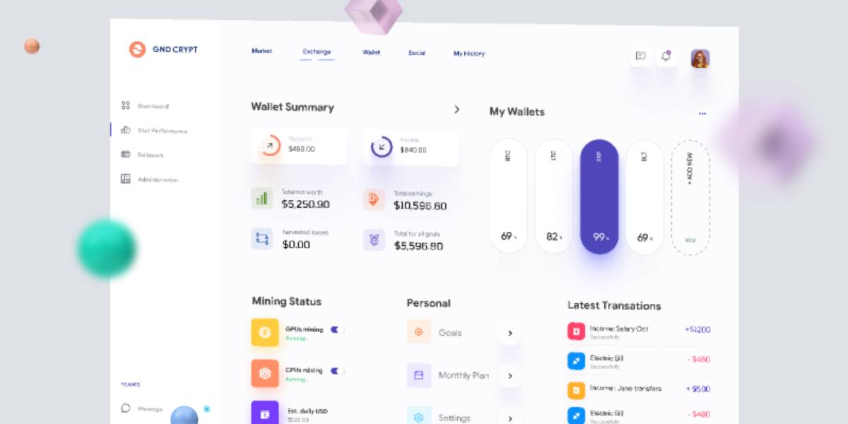 Dashboard UI for Crypto Currency Figma Template