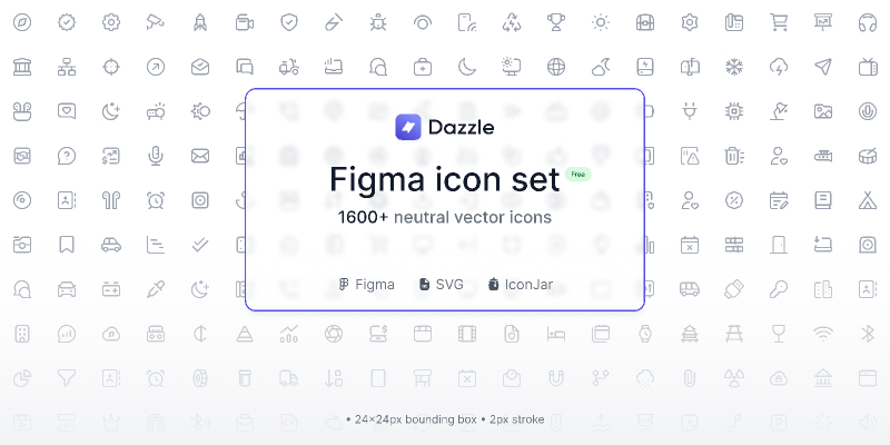 Dazzle-UI Icon library - 1,600+ for Figma (v1.1)