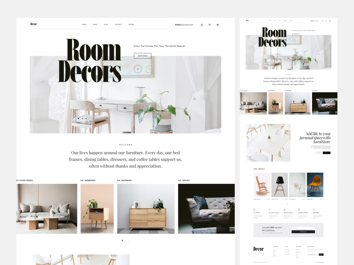 Decor – Free Furniture Store eCommerce Figma Website Design Template