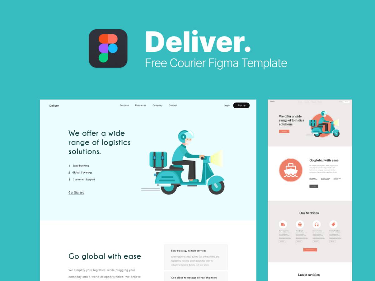 Deliver – Free Courier Company Figma Template
